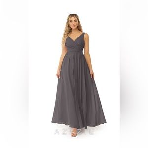 Azazie Kora Steel Grey Chiffon
